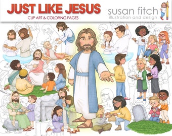 Just Like Jesus clip art and coloring pages