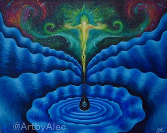 Art Print Original Acrylic Painting Artwork, Deep Space and Aquatic Surrealism