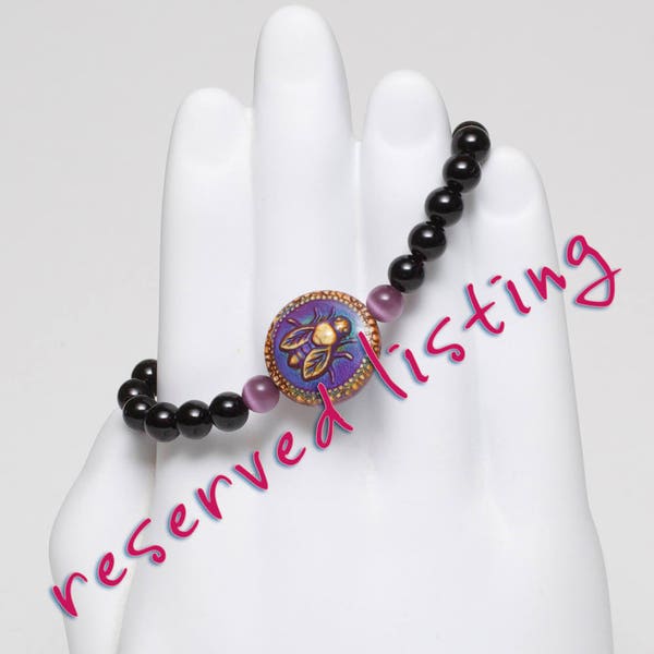 Reserved for Jane, beaded stretch bracelet, mood bead bracelet, honeybee bracelet, charity donation