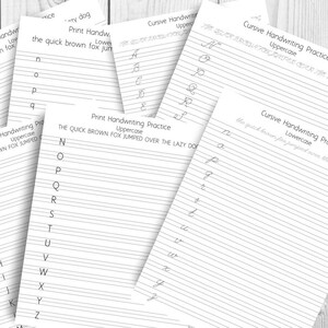 Handwriting Practice Sheets Bundle, Cursive and Print, Lined Pages ...
