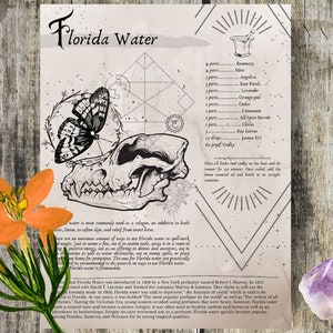 Florida Water- Grimoire Printable, Book of Shadows Printable, Witchcraft Recipes, Wiccan, Witch, Witchcraft, The Recipe Collection