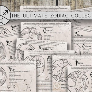 The Ultimate Zodiac Collection- Grimoire Printable, Buch der Schatten druckbar, Sternzeichen, Wiccan, Hexe, Hexe