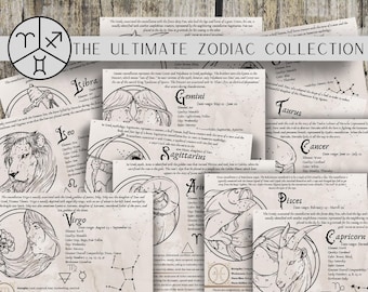 The Ultimate Zodiac Collection- Grimoire Printable, Book of Shadows Printable, Zodiac, Wiccan, Witch, Witchcraft