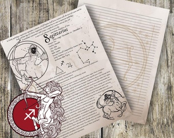 Sagittarius- Grimoire Printable, Book of Shadows Printable, Zodiac, Wiccan, Witch, Witchcraft, The Zodiac Collection