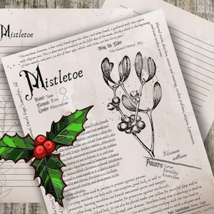 Mistletoe- Grimoire Printable, Book of Shadows Printable, Poisonous Herbs, Wiccan, Witch, Witchcraft, The Poisonous Herb Collection