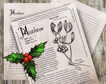 Mistletoe- Grimoire Printable, Book of Shadows Printable, Poisonous Herbs, Wiccan, Witch, Witchcraft, The Poisonous Herb Collection