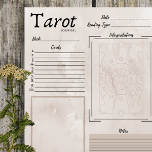 Tarot Journal- Grimoire Printable, Book of Shadows Printable, Tarot, Tarot Cards, Tarot Pages, Wiccan, Witch, Witchcraft, Tarot 101