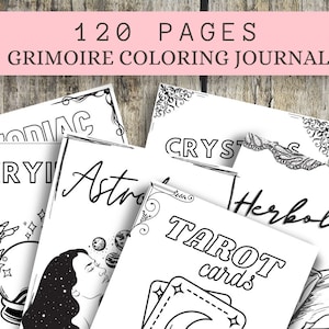 Grimoire Coloring Journal- Grimoire Printable, Book of Shadows Printable, Coloring Book, Tarot Pages, Wiccan, Witch, Witchcraft, BOS