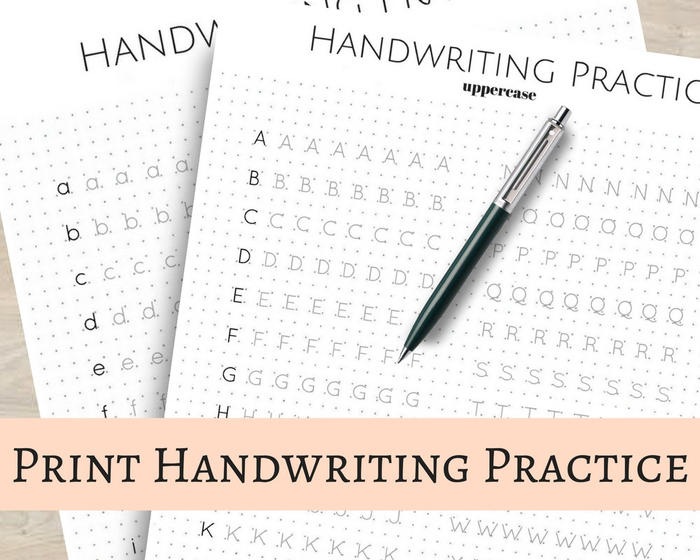 print handwriting practice sheets 5mm dot grid for bullet journal uppercase lowercase printable