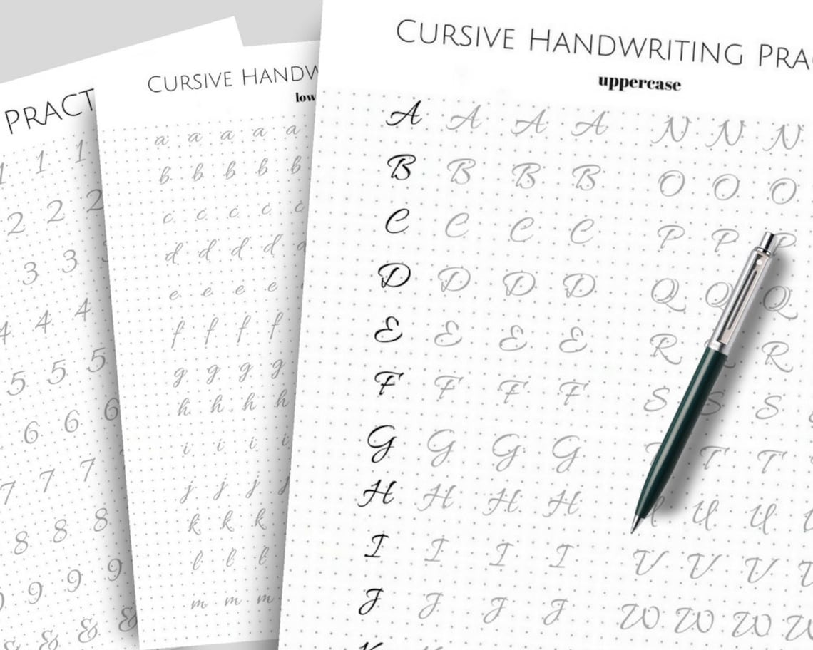 Handwriting Practice Sheets, Cursive and Print, 5mm Dot Grid for Bullet ...