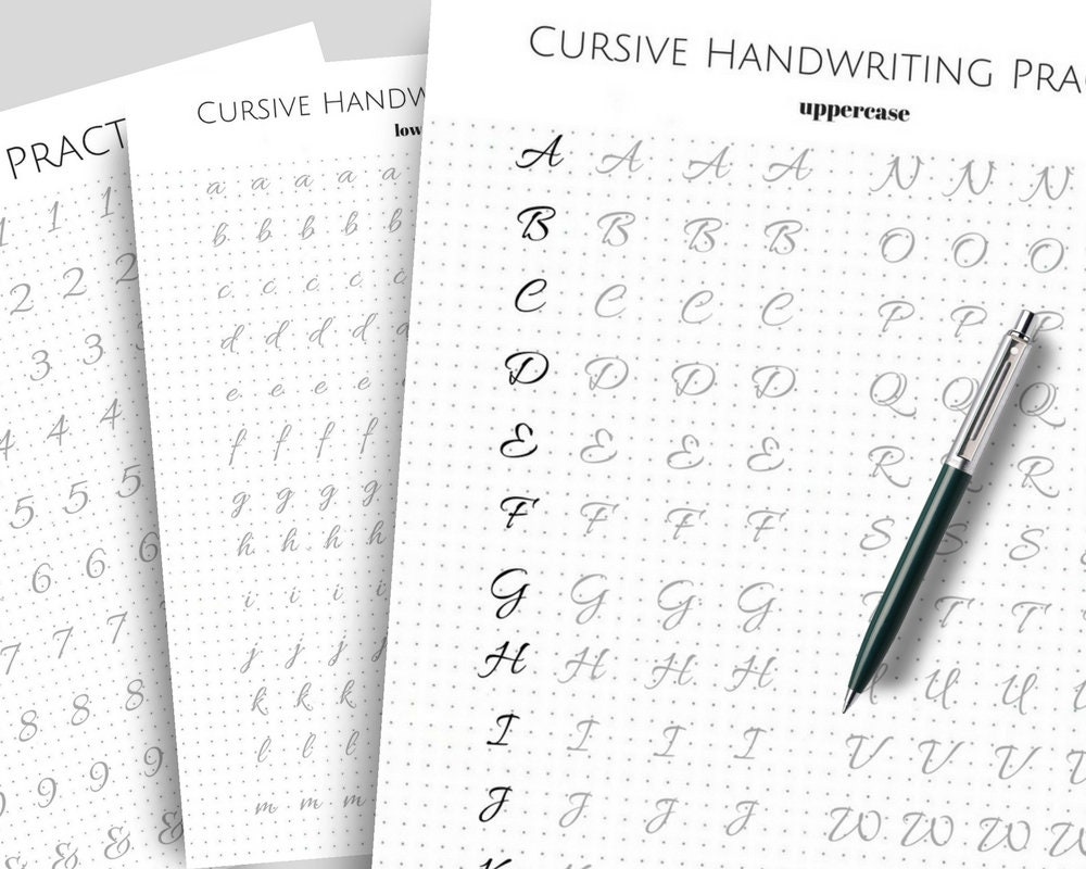 Handwriting Practice Sheets Cursive And Print 5mm Dot Grid Etsy