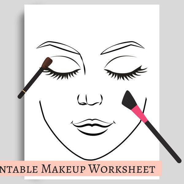 Makeup Template Worksheet for Portfolios or Hobby Printable Page - Letter Size and A4