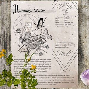 Kananga Water- Grimoire Printable, Book of Shadows Printable, Witchcraft Recipes, Wiccan, Witch, Witchcraft, The Recipe Collection