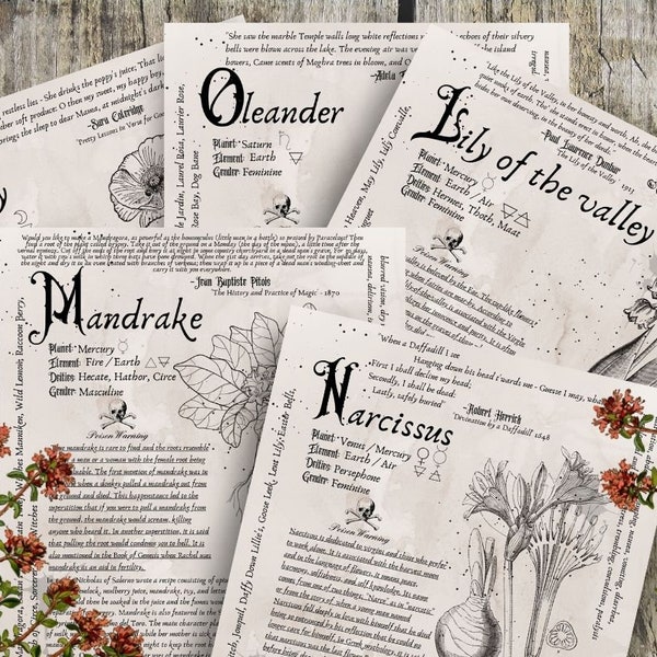 Vol. 3 Grimoire Printable, Book of Shadows Printable, Poisonous Herbs, Wiccan, Witch, Witchcraft, The Poisonous Herb Collection