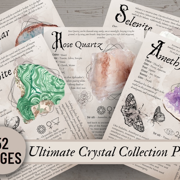 Ultimate Crystal Collection Pt. 1 - Wiccan, Pagan, Grimoire, Book of Shadows, Witchcraft, Crystals, Gemstones, Printable, PDF, Digital.