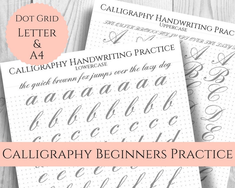 Calligraphy Handwriting Prepare Sheets, Simple significant print, Dot Grid for Bullet Magazine, Uppercase, Lowercase, Printable graphic relating to Calligraphy Letters Printable referred to as Calligraphy Handwriting Coach Sheets, Simple enormous print, Dot Grid for Bullet Magazine, Uppercase, Lowercase, Printable