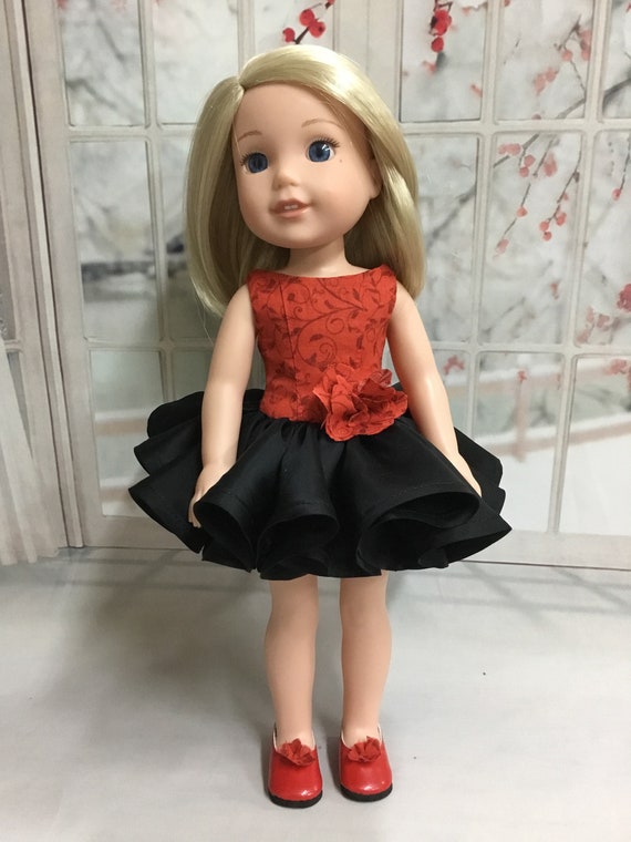 BLACK w// Chains Cowgirl BOOTS DOLL SHOES fits American Girl 14.5/" WELLIE WISHERS