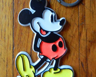 Vintage 70's Mickey Mouse Keyring Plastic Walt Disney