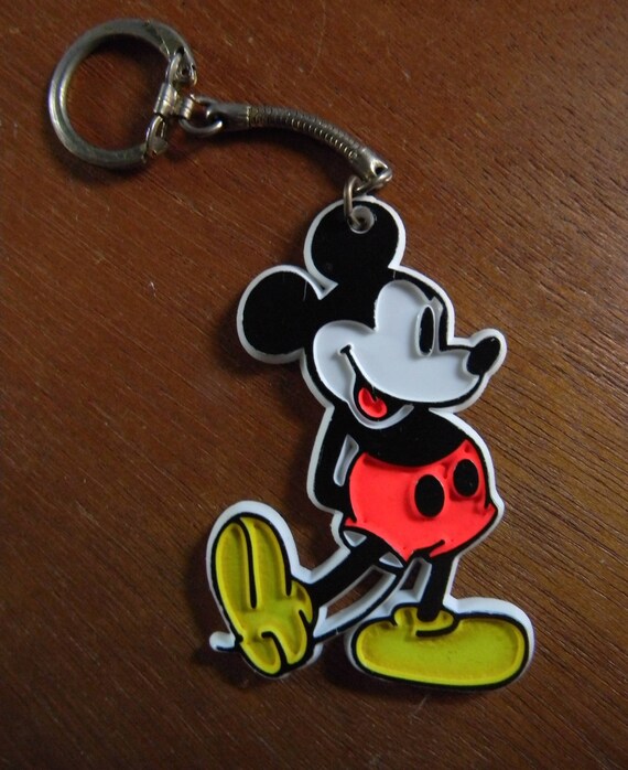 Vintage 70's Mickey Mouse Keyring Plastic Walt Di… - image 2