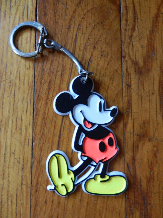 Vintage 70's Mickey Mouse Keyring Plastic Walt Di… - image 4