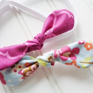 WILLA - Floral on Blue & Maroon Quarterfoil Headband Set