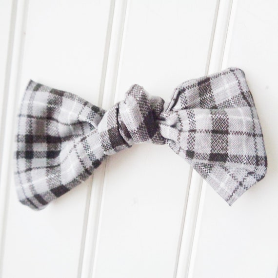 Black & Gray Plaid Bow Hair Clip, ALICE Bow - Etsy