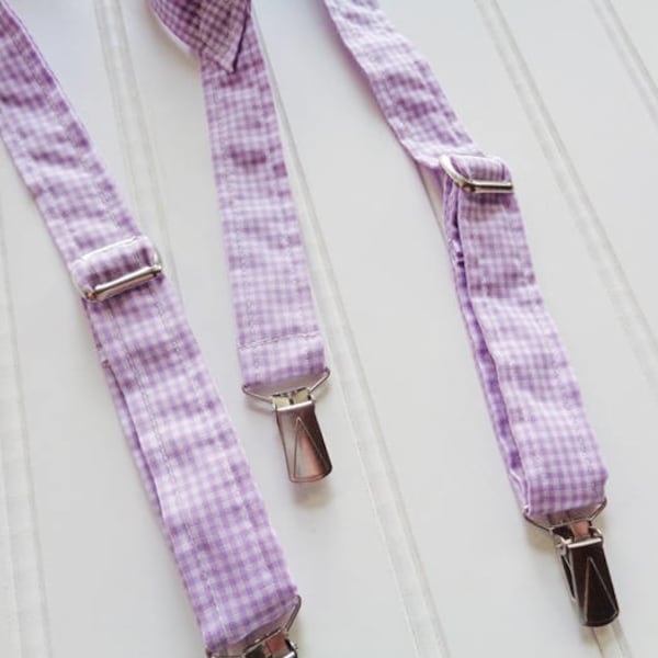 Purple Gingham Suspenders