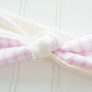 SARAH Knotted Headband - Violet Gingham with Muslin
