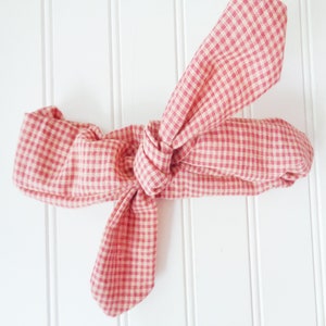 VERA Knotted Headband - Pink & Tan Check