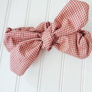 VERA Knotted Headband - Red & Tan Check