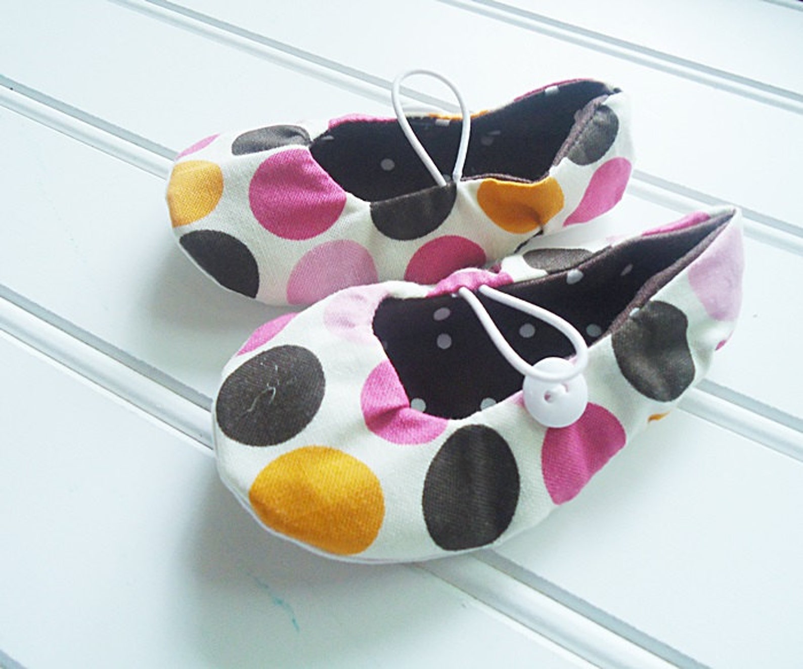 ballet flat slippers - pink and brown dot {size 3 months} ballet flat slippers - pink and brown dot {size 3 months}