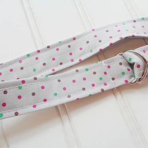 Colored Dots on Gray D-Ring Belt  {Kids Sizing}
