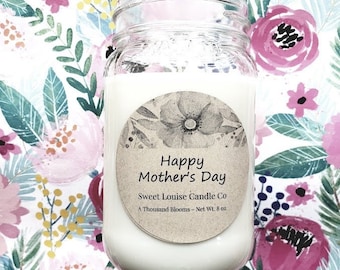 Homemade Soy Candles - Hand Poured - Scented Candles - Glass Jar (12 oz) - Mother's Day