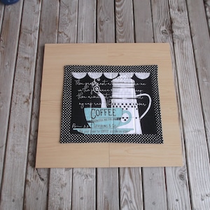 Coffee themed cotton quilted placemats, coffee pots and cups decor, novelty kitchen table decor, coffee lover, set of 4