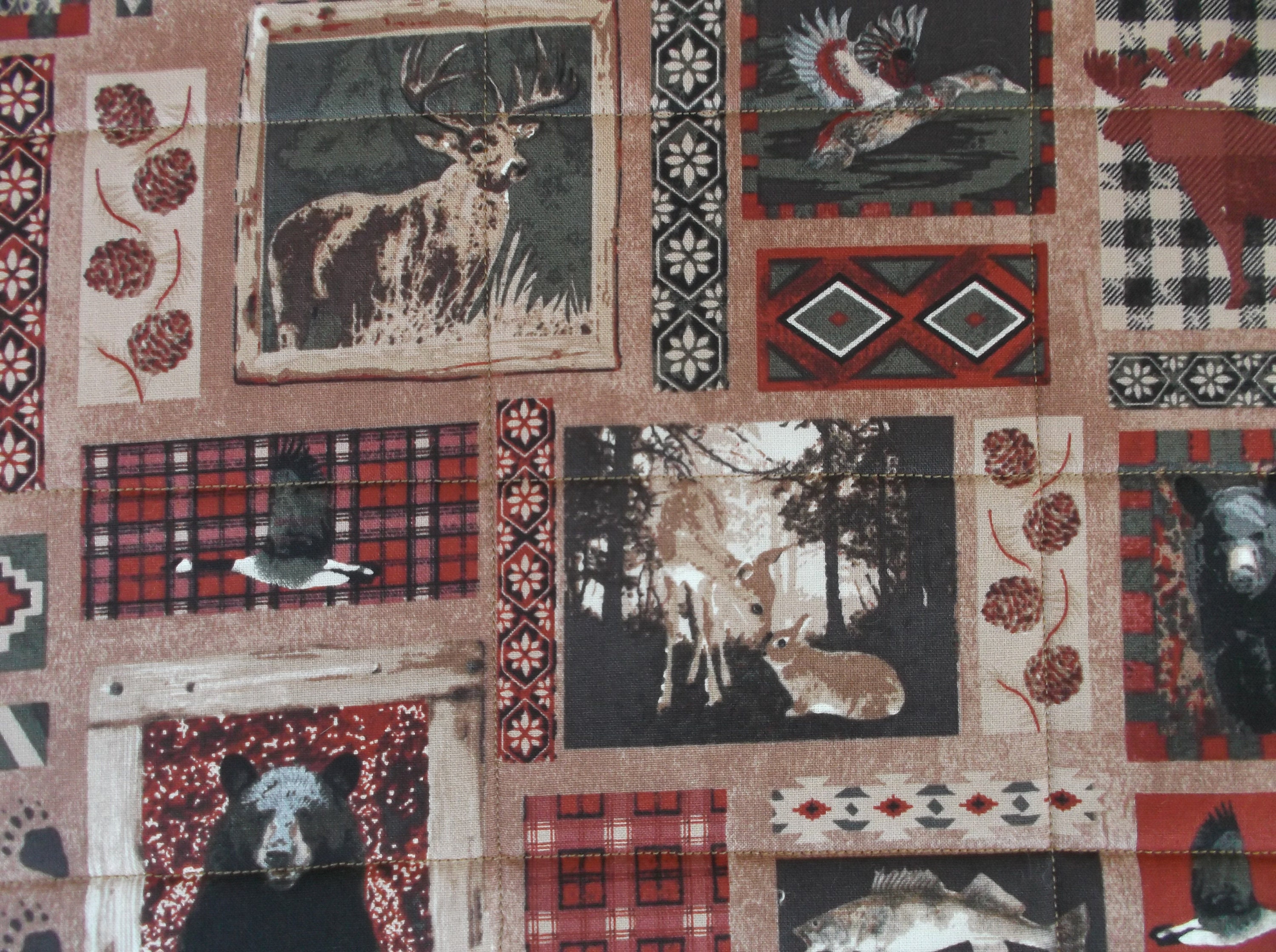 Southwest Cabin Placemats, Fabric Placemats, Quilted Placemats