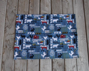 Farm animal placemats, county fair decor, handmade quilted placemats, July 4th farm decor, set of 4