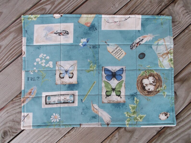 quilted placemats set of 8 nature decor table decor Botanical fabric placemats handmade placemats table linens