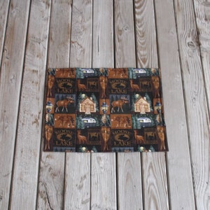 Cabin wildlife fabric placemats, quilted placemats, handmade placemats, table decor, cabin decor, camper decor, set of 4