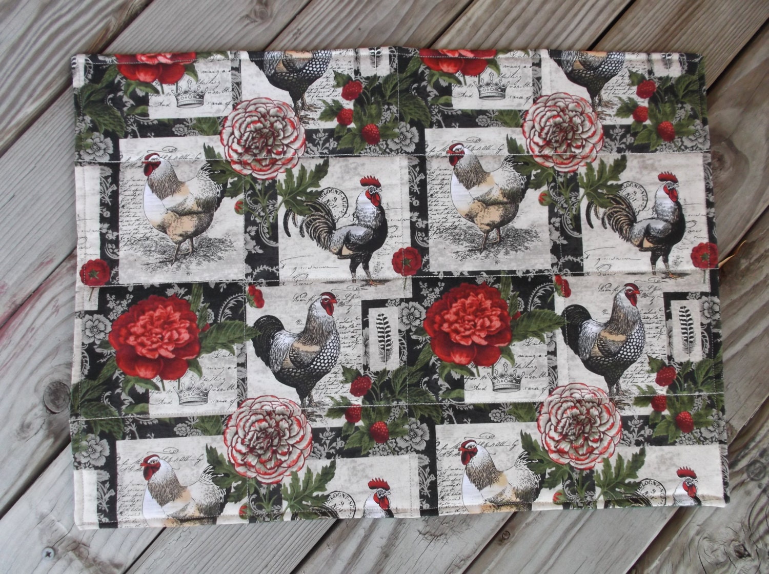 Rooster placemats fabric placemats quilted placemats Etsy