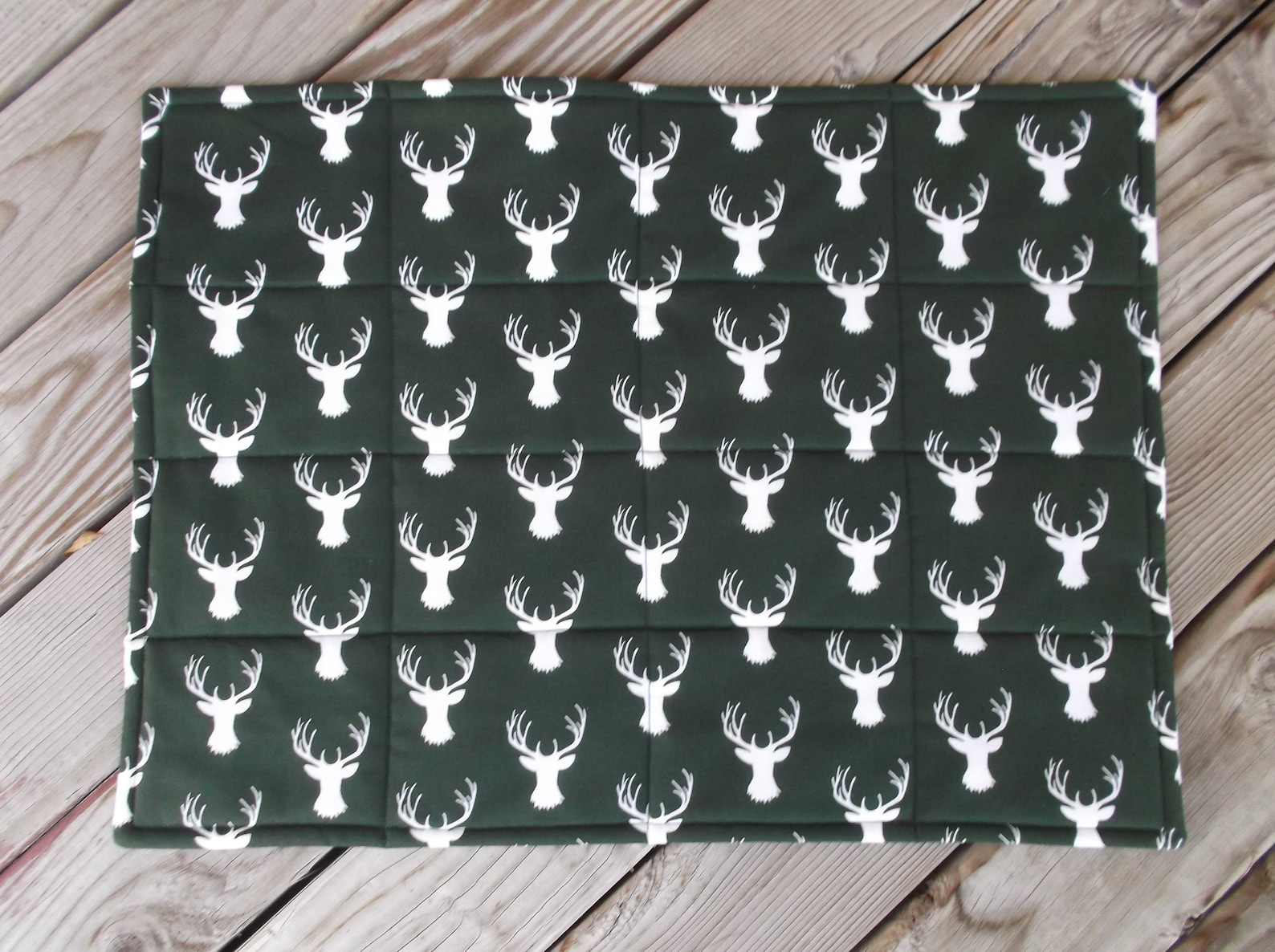 Deer Fabric Placemats Green Wildlife Quilted Placemats Cabin Etsy
