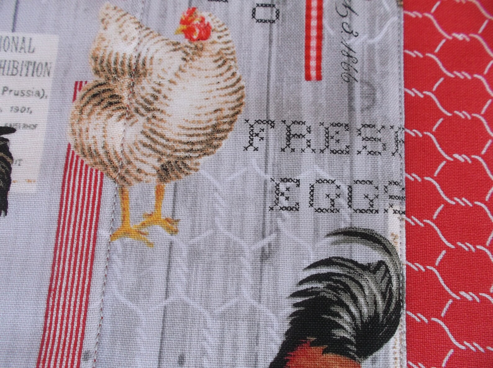 Poultry Handmade Placemats Quilted Cotton Rooster Placemats Etsy