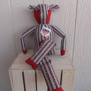 Patriotic handmade stuffed cow cotton doll, country home decor, farm decor, cow lover, unique gift, 24 inches