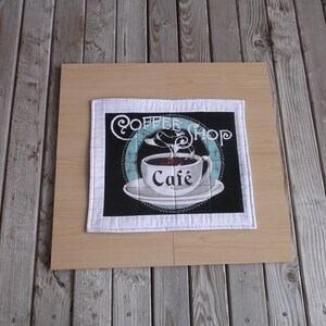 Coffee themed cotton quilted placemats, coffee pots and cups decor, kitchen novelty table decor, coffee lover, set of 4
