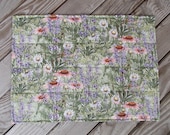 Garden fabric placemats, quilted placemats, handmade placemats, floral and herb placemats, table decor gift, set of 8