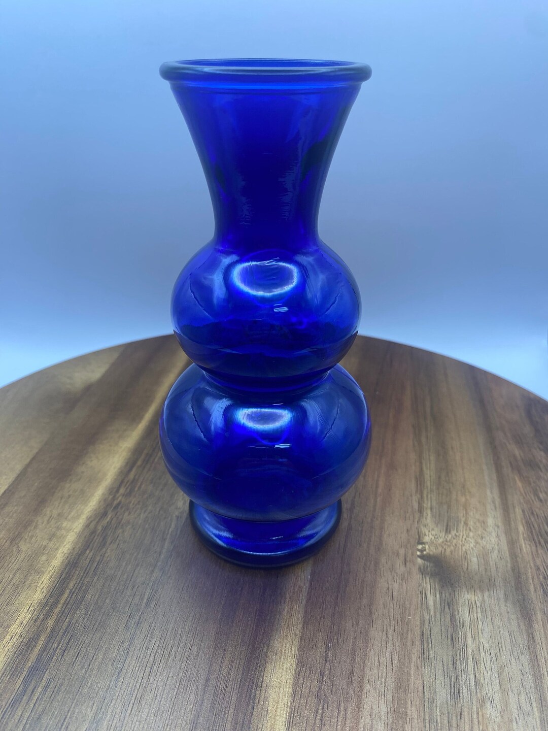 Vintage Cobalt Blue Bubble Glass Vase Etsy