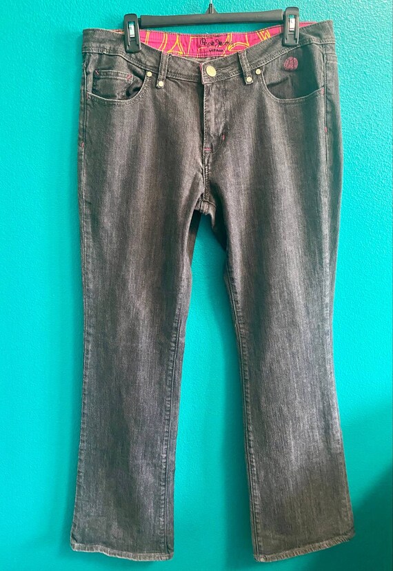 Pepe Jeans London Gray and Pink Y2K Bootcut Jeans