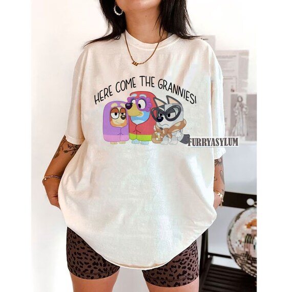 Comfort Colors -Bluey Here Come GRANNIES T-Shirt, Rad Like Mom Shirt, Mothers Day Shirt,  Bluey Family, Family Matching Tee, Mom Life Shirt