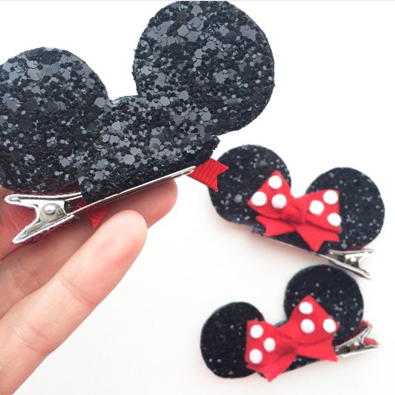 Miniature Minnie Mouse Ears Hair Clip or Headband With Red Etsy