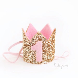 Miniature Birthday Crown | 1st Birthday Crown  First Birthday Crown | Baby Birthday Crown | 1st Girl Birthday Crown | Gold + Pink Crown