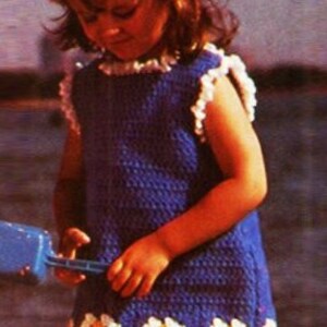 VESTIDO de crochê padrão vintage 70s crochê bebê menina motivo vestido padrão crochê avó vestido quadrado crochê chapéu padrão